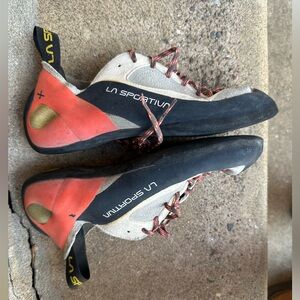 La Sportiva Women’s Climbing Shoes - Coral, Black, and Beige